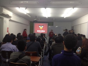 Rovio presenting to a packed room in Lima